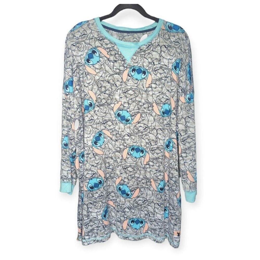 Disney Lilo And stitch Women's Nightie Long Sleeve Soft PJ Night Dress XL